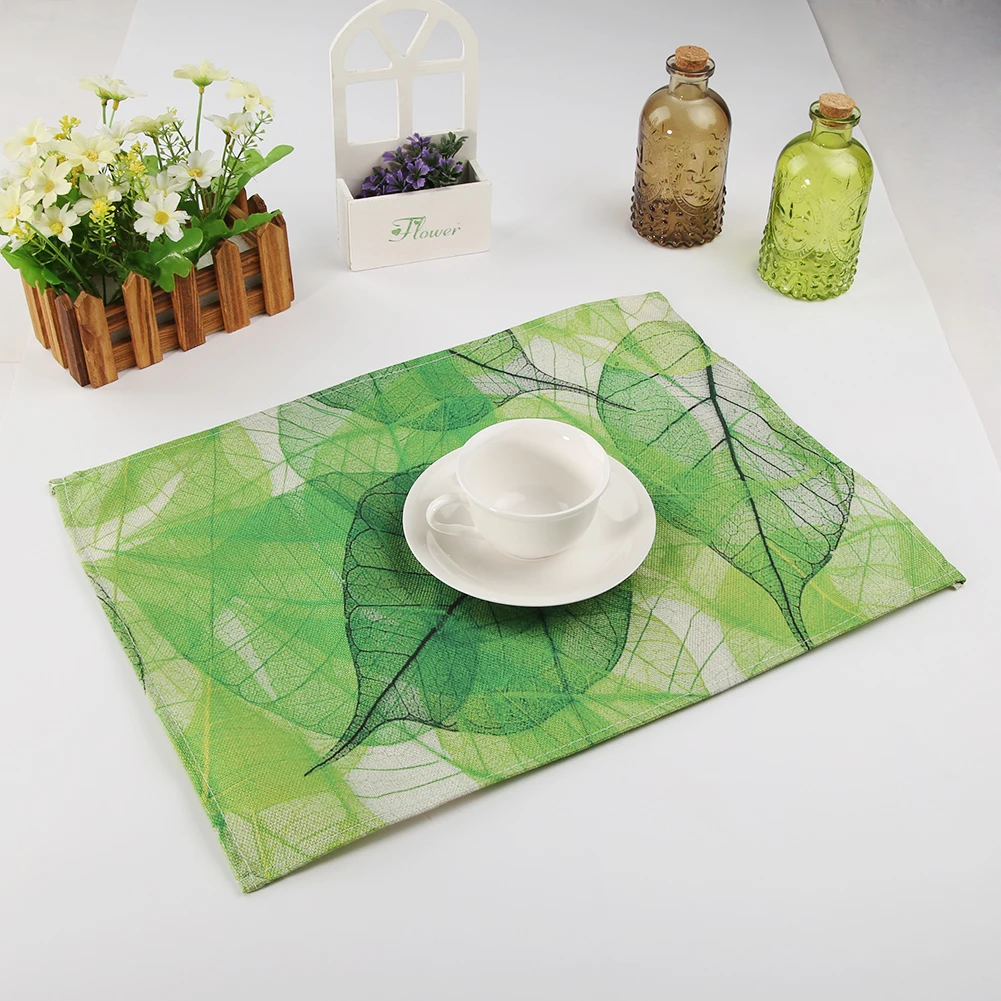 1 шт. зеленые тропические растения и листья печать изоляции столовые приборы