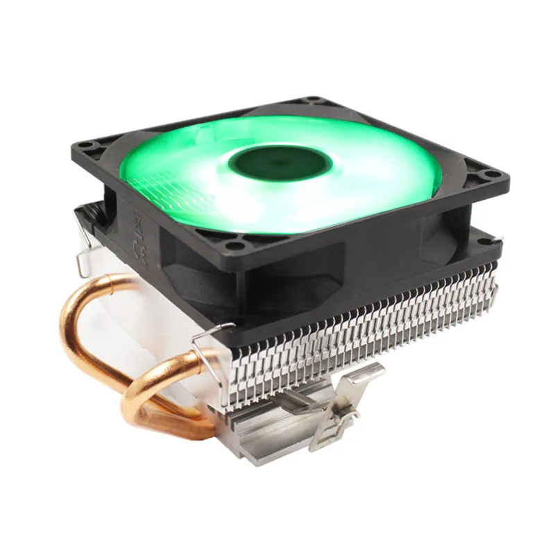 7-Colors Change 90mm RGB светодиодный кулер охлаждения процессора 2 heatpipe cpu вентилятор 3Pin ПК охлаждения 90 мм вентилятор радиатора для LGA/775/1158/1366/AM4/AM3/AM2+/AM2 - Цвет лезвия: 7-Colors Change 90mm