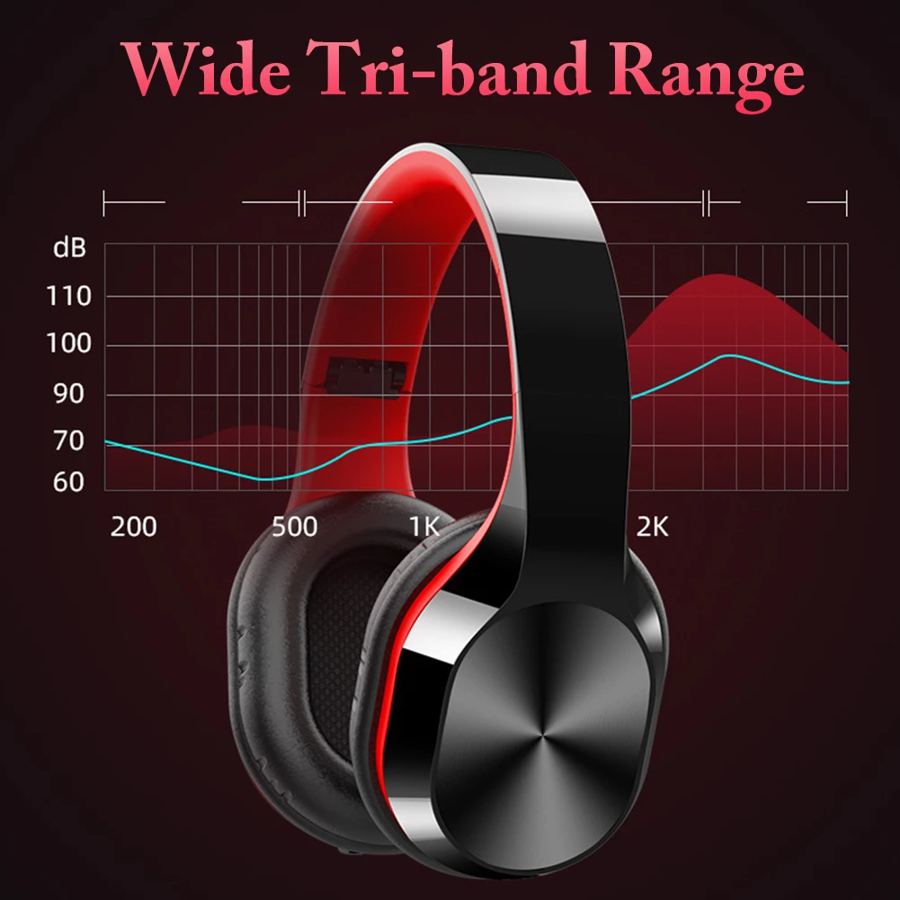 

2020 Newest T5 Bluetooth Headset 5.0 Wireless HiFi Noise Canceling Gaming Headphone 9D Stereo Black Red With Microphone