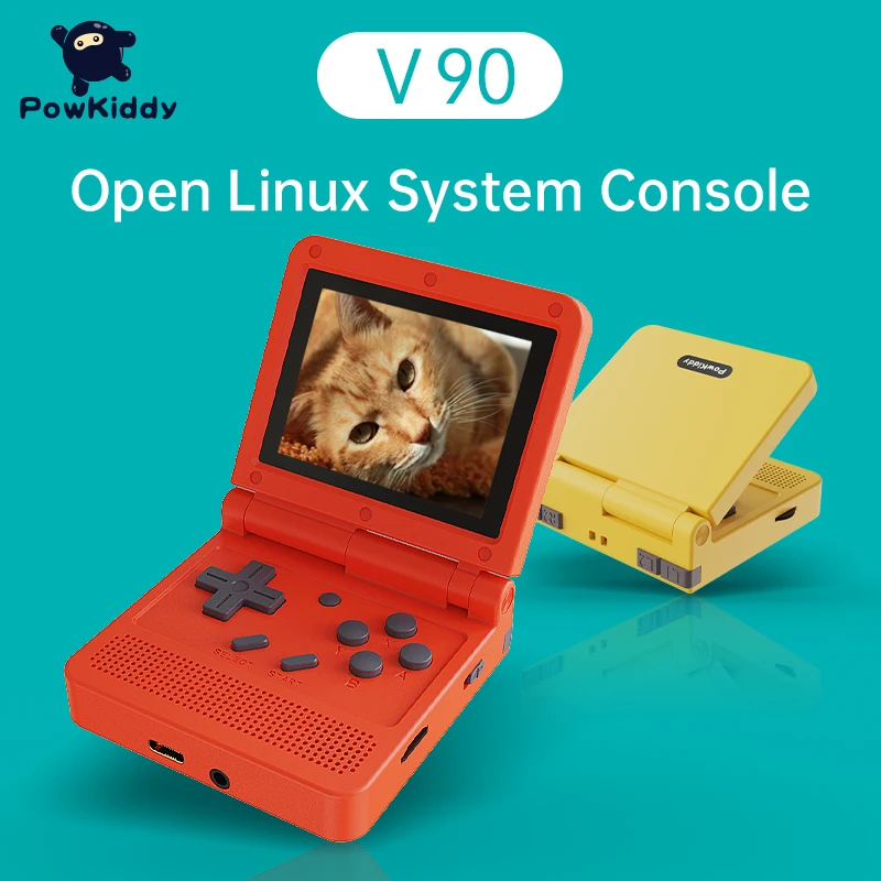 

POWKIDDY V90 3-Inch IPS Screen Flip Handheld Console Dual Open System Game Console Retro 16 Simulators PS1 Kids Gift 3D New Game