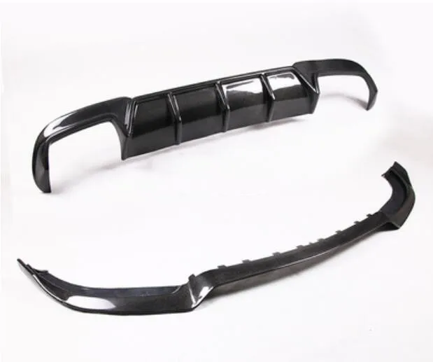 Front Rear Lip Карбоновый Finber передний задний бампер диффузор для губ с выхлопными наконечниками боковая юбка спойлер для Benz W212 E260 E300 E400 E63 AMG - Цвет: Front Rear Lip