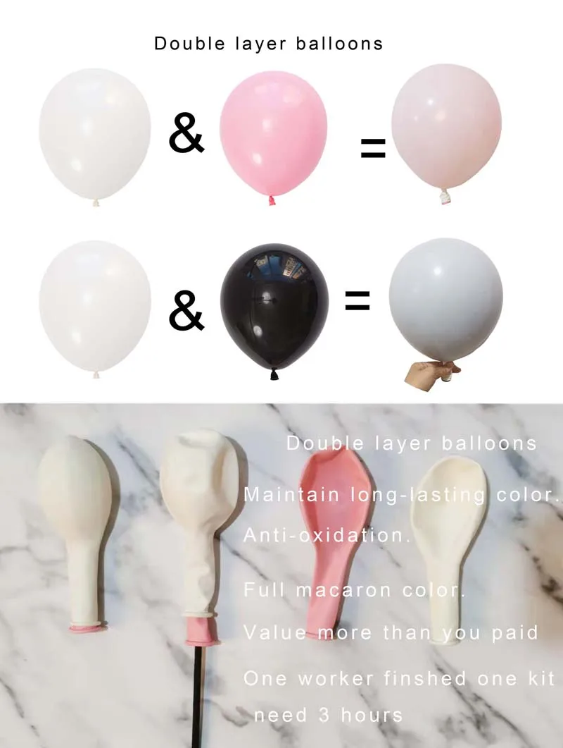 Eanjia 328 шт Macaron Шар АРКА комплект гирлянды с двойным наполнителем "-18" Розовые серые воздушные шары с конфетти цвета розовое золото 16 футов для вечерние мероприятия