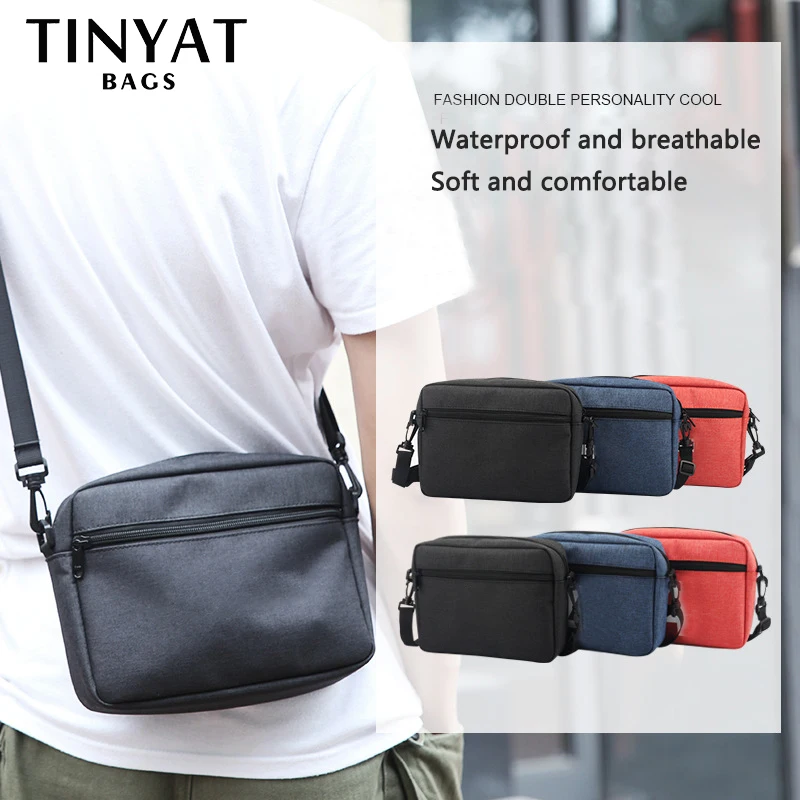 

TINYAT Men's Bags Light Canvas Shoulder Bag For 7.9' Ipad Casual Crossbody Bags Waterproof Business Shoulder bag for men 0.13kg
