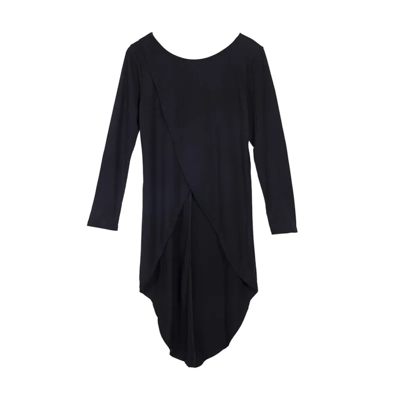 Женская однотонная туника с асимметричным подолом модная повседневная простая