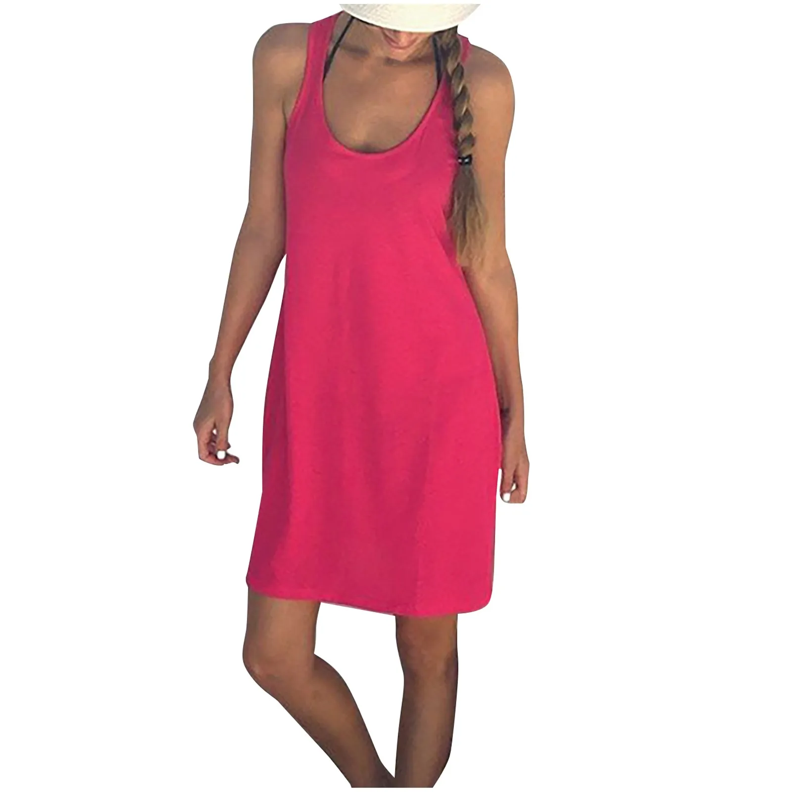 

Women's Dress Fashion Loose Solid Color Sleeveless Low Collar Casual Vest Fashion Retro Loose Atmosphere Simple Temperament