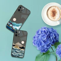 mountain marble moon phone case for iphone 12 11 8 7 se 2020 pro x xs xr max plus black transparent cover