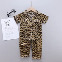 2020 summer new childrens home clothes air conditioning clothes silk pajamas short sleeve trousers set pajamas for kids pjs