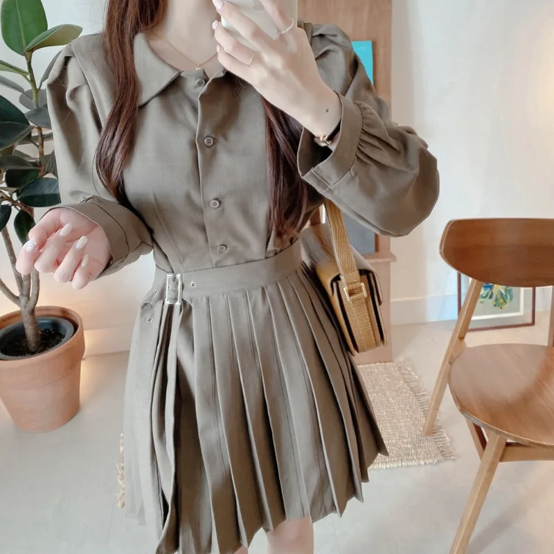 

Весенне-осеннее светильник кое роскошное элегантное плиссированное платье в стиле социалита французское ретро маленькое приталенное коро...