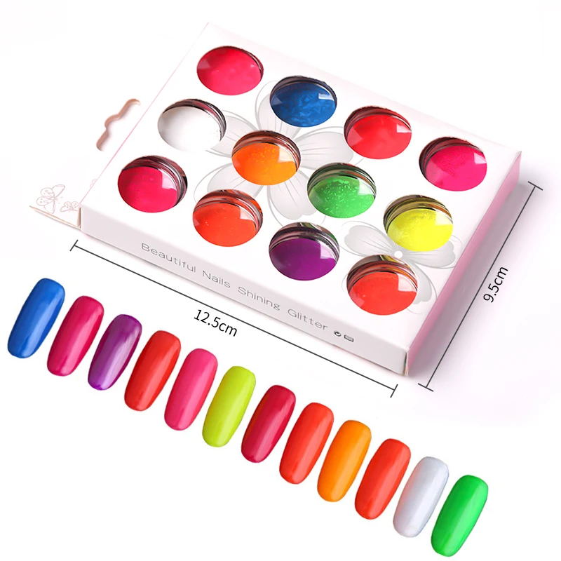 Флуоресцентный гель для ногтей Комплект Неон фосфор порошок лак хром на ногтях