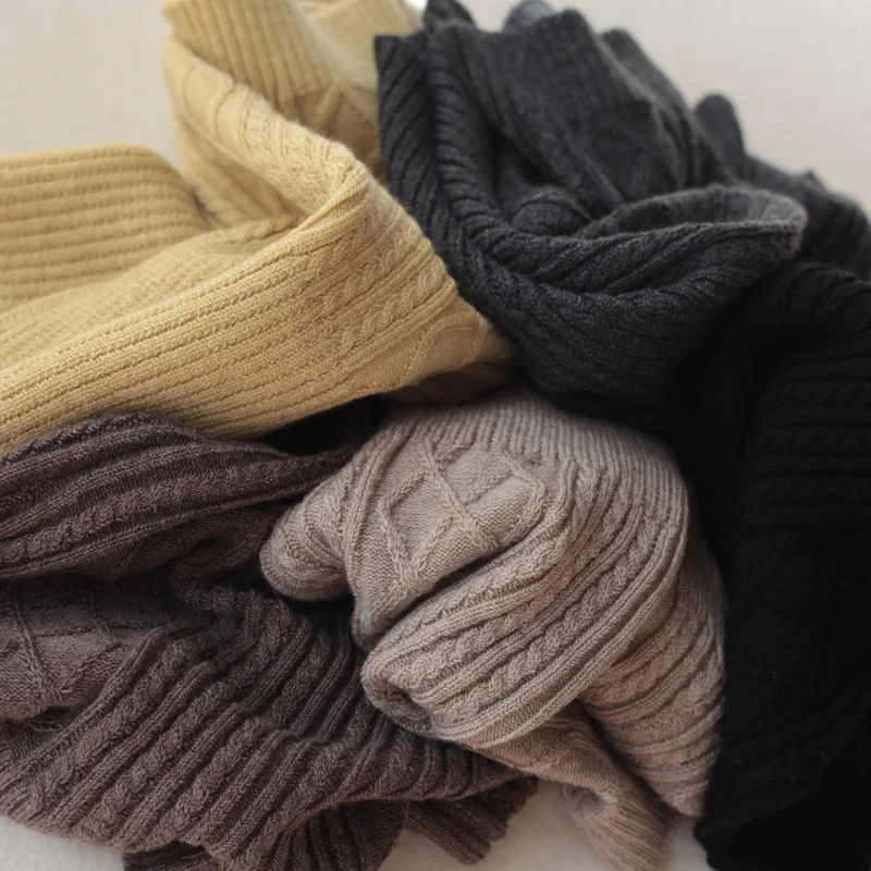 Леггинсы вязаные шерстяные женские теплые с высокой талией бесшовные для осени и