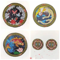 fashion chinese style embroidery cloth sticker round phoenix goldfish large patch clothes bag home textile national wind patch