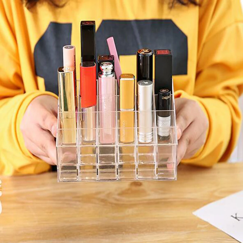 Прозрачная коробка для хранения помады 24 Сетки прозрачная подставка косметики
