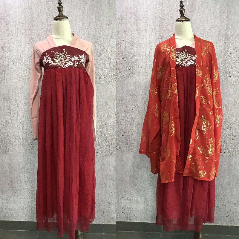 

Hanfu Dress Chinese Style Female/Women Red Elegant Hanfu Chinese Ancient And Traditional Clothes Folk Dance Costumes DQL350