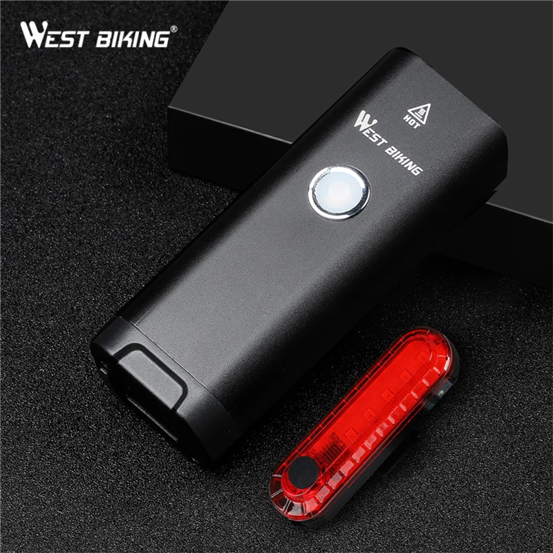 WEST BIKING, 18650 мА/ч, велосипедный передний задний светильник, набор, USB Перезаряжаемый фонарь, светильник-вспышка, велосипедный водонепроницаемый алюминиевый велосипедный фонарь