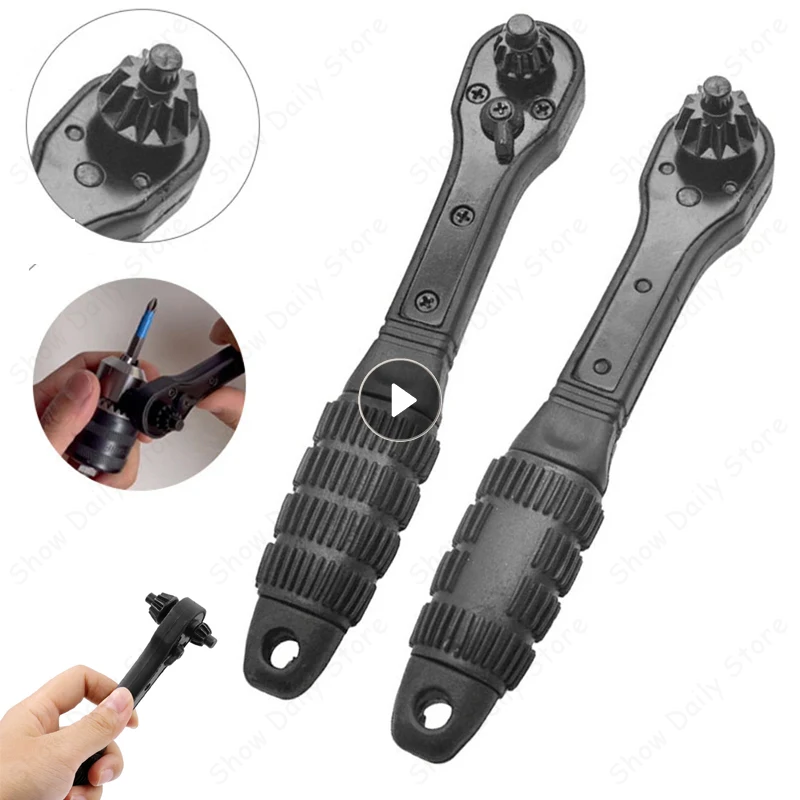 

Drill Chuck Ratchet Spanner Wrench 2 In 1 Electric Drill Clamping Tool Chuck Key Drill Presses Multi Universal Power Hammer Tool