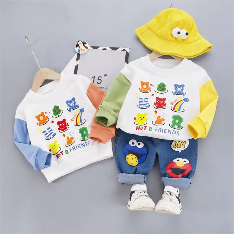 Spring Baby Girls Boys Clothing Sets 2020 Casual Cartoon T Shirt Jeans Toddler Infant Clothes Children | Детская одежда и обувь