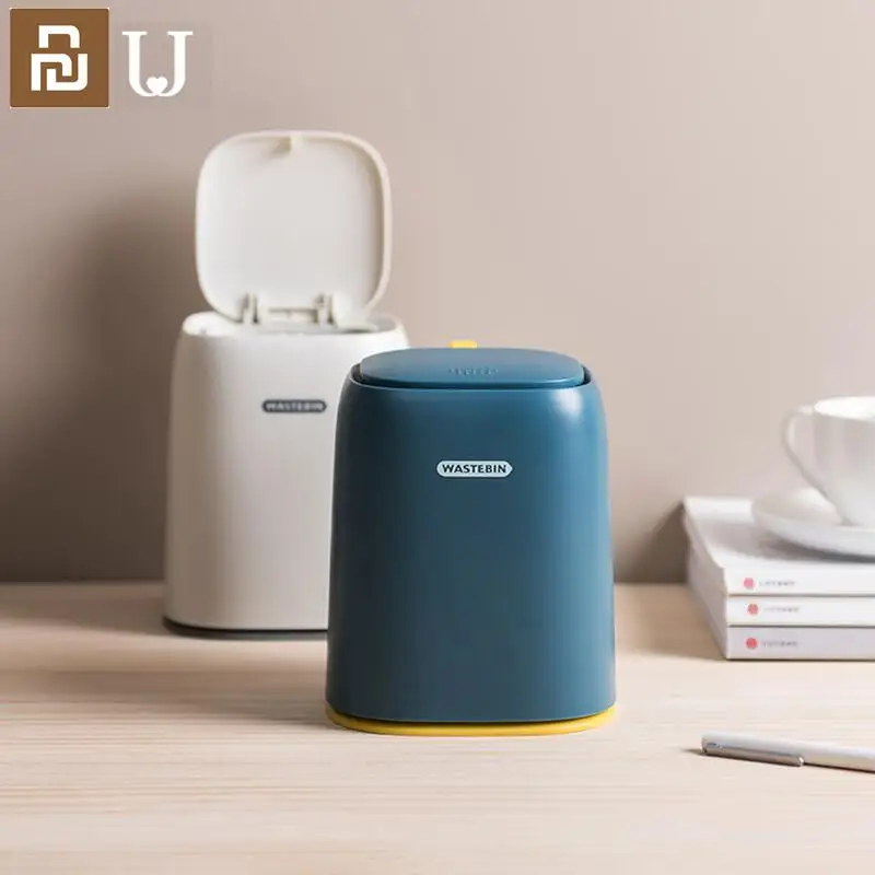 

NEW2022 Jordan&Judy Waste Bin Pressing Type Desktop Trash Can Plastic Office Portable Cute Garbage Basket Dustbin Sundries