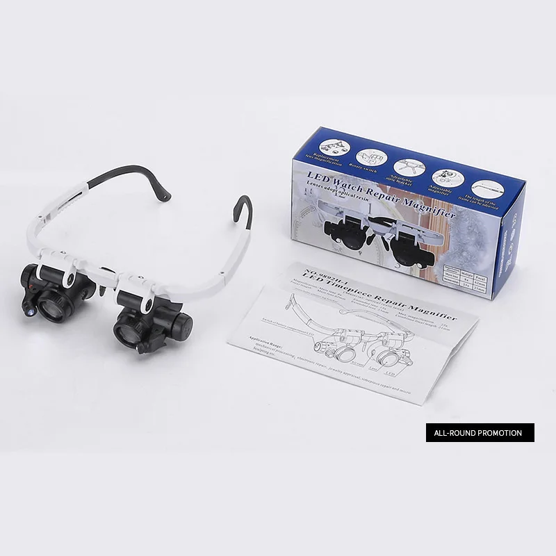 

Head Mounted Glasses Magnifier With LED Light Magnifying Glass led lupa For Watchmaker Jewelry Optical Len Glass Magnifier Loupe