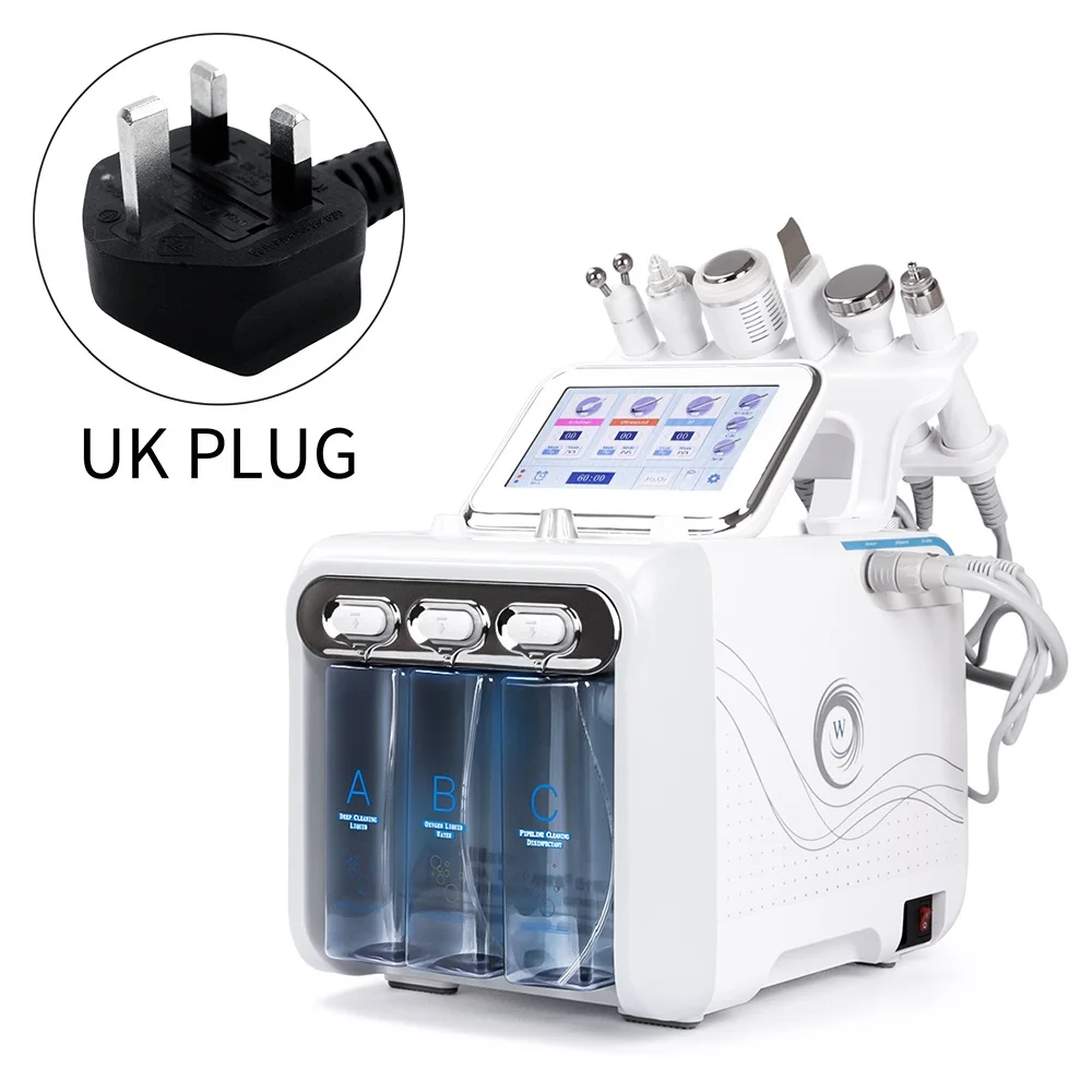 UK PLUG (220-240V) 6 в 1 машина для дермабразии воды машина для глубокого очищения струи воды гидро алмаз лица Чистая омертвевшая кожа удаление для салонного использования - Цвет: UK PLUG (220-240V)