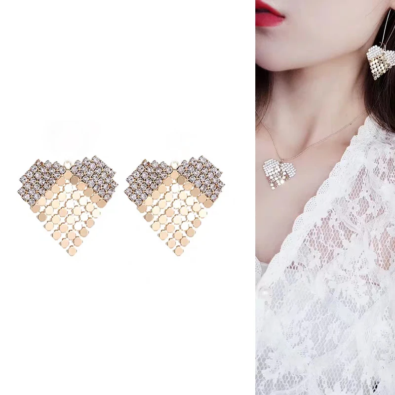 

2020New 60Pcs Shining Love Rhinestones Heart Button for DIY Earring or Necklace Pendants Accessoriess FY79