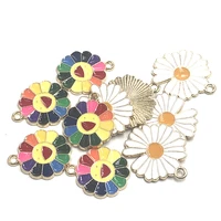 10pcs 20mm fashion alloy white daisy colorful smiley face charm pendants diy necklace bracelet jewelry making findings
