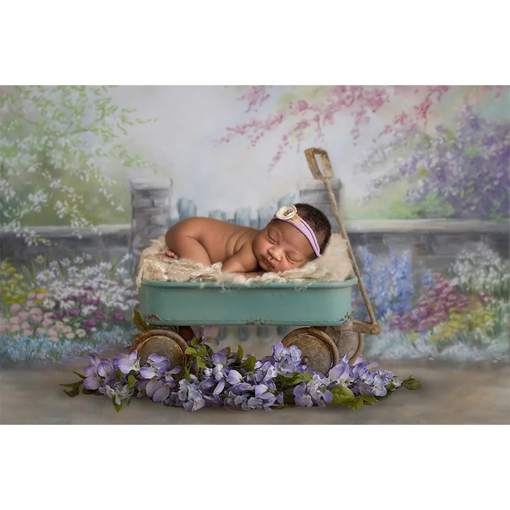 

Newborn Baby Portrait Photography Backdrop Photo Shoot Flowers Oil Painting Birthday Photo Background Floral Abstract Backdrops