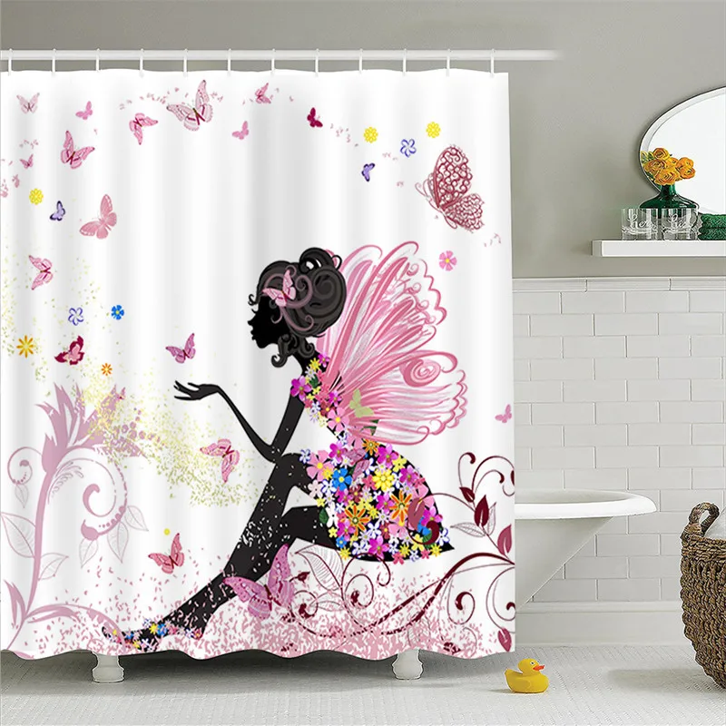 Полиэфирная водонепроницаемая плотная розовая занавеска для душа OIMG с принтом