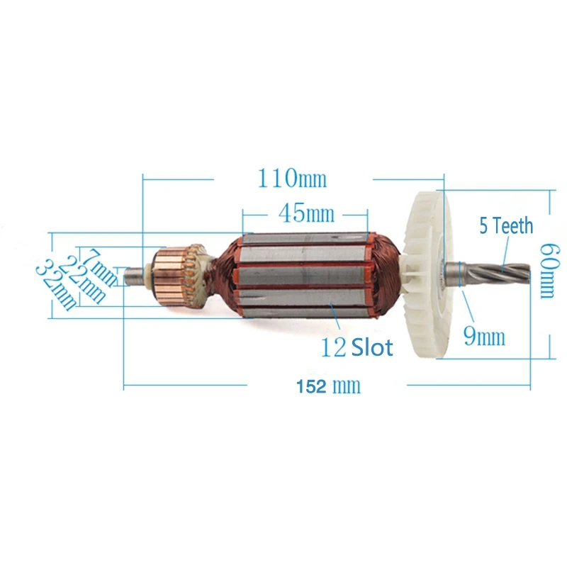 

5 Tooth Hammer Armature Rotor for Makita Motor HR2440 HR2440F HR2450 HR2451 HR2453, AC220-240V
