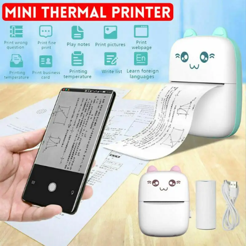 

2020 Mini Portable Thermal Printer Photo Pocket Photo Printer Wireless Portable Bluetooth Printer Label Sticker Receipt Printer