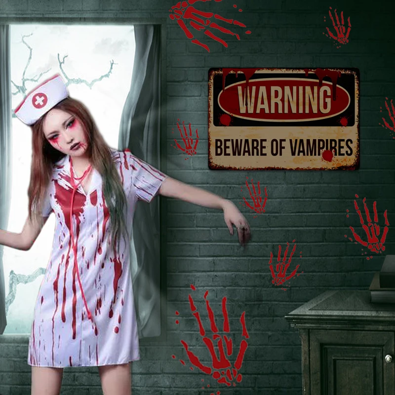 Наклейки с предупредительными знаками на Хэллоуин самоклеящиеся настенные