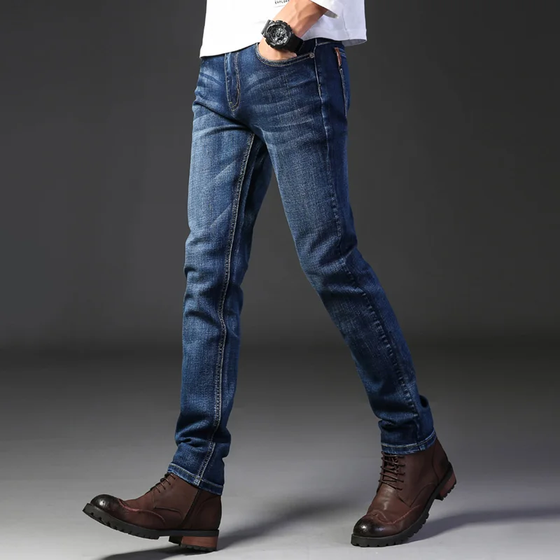 

2021 spring and summer new black jeans men's casual slim straight thin stretch pants