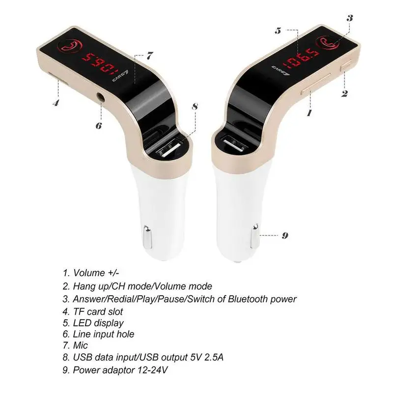 DDKSPARK беспроводной Bluetooth AUX модулятор Автомобильный комплект USB TF слот для карт lcd
