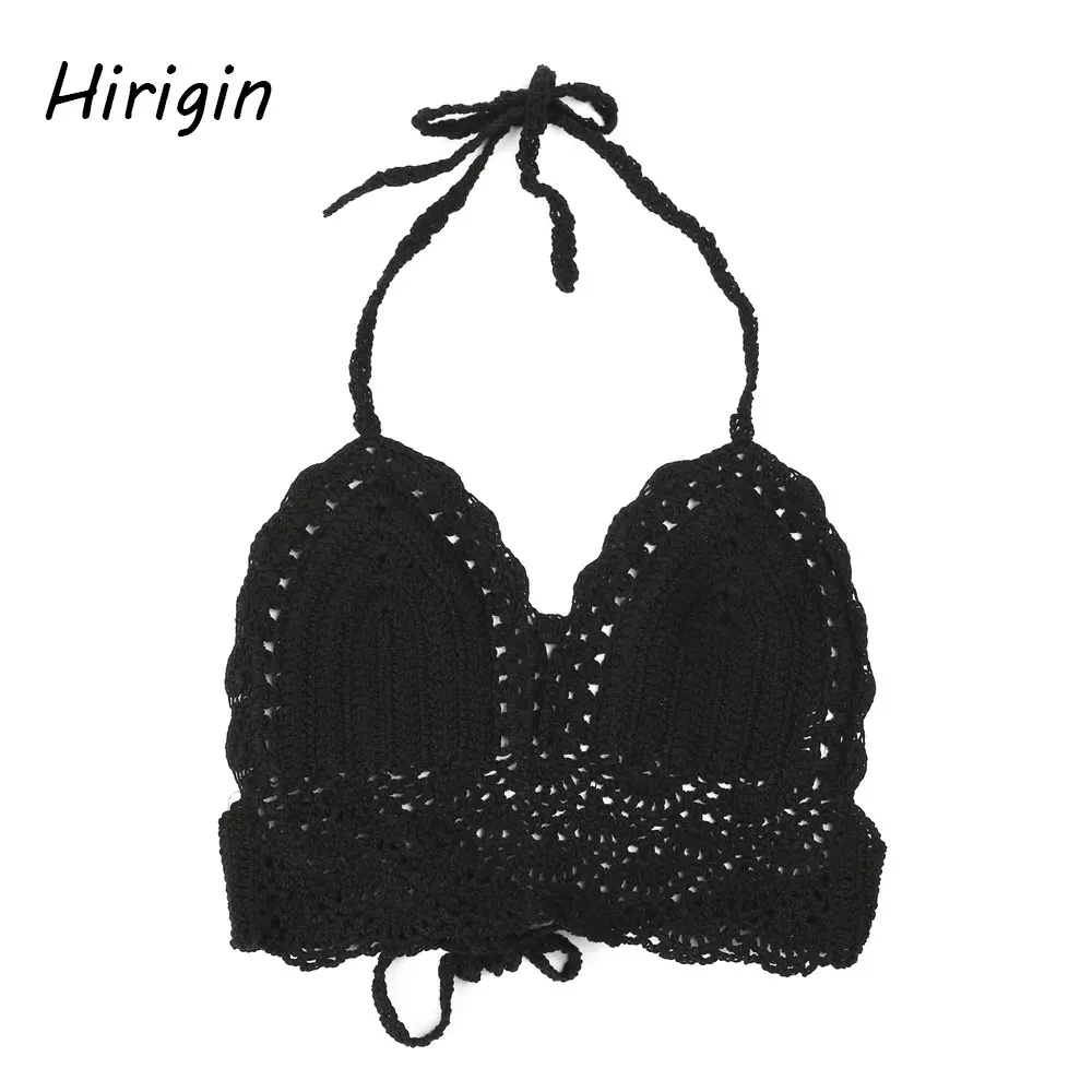 Женский сексуальный вязаный кружевной бюстгальтер короткий топ женская пляжная