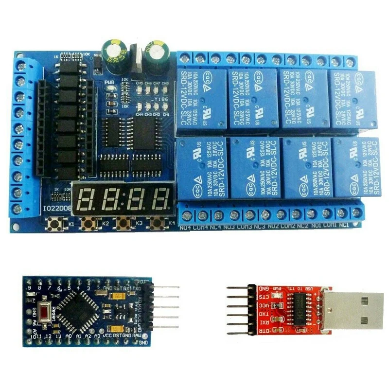 DC 12 В 8 каналов Pro Mini PLC Релейный Щит Модуль светодиодный дисплей таймер задержки