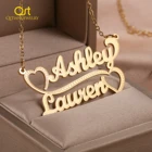 Ожерелье с текстурированным шрифтом на заказ, кулон из нержавеющей стали с персонализированным рисунком коррозии, цепочка с покрытием из 18-каратного золота для женщин