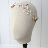 floralbride ins style alloy flower crystal rhinestone pearl bridal headband wedding tiara vine hair accessories women jewelry