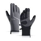 Зимние Модные теплые спортивные перчатки с пальцами для женщинмужчин, спортивные перчатки с двумя пальцами и светоотражающим логотипом для сенсорного экрана