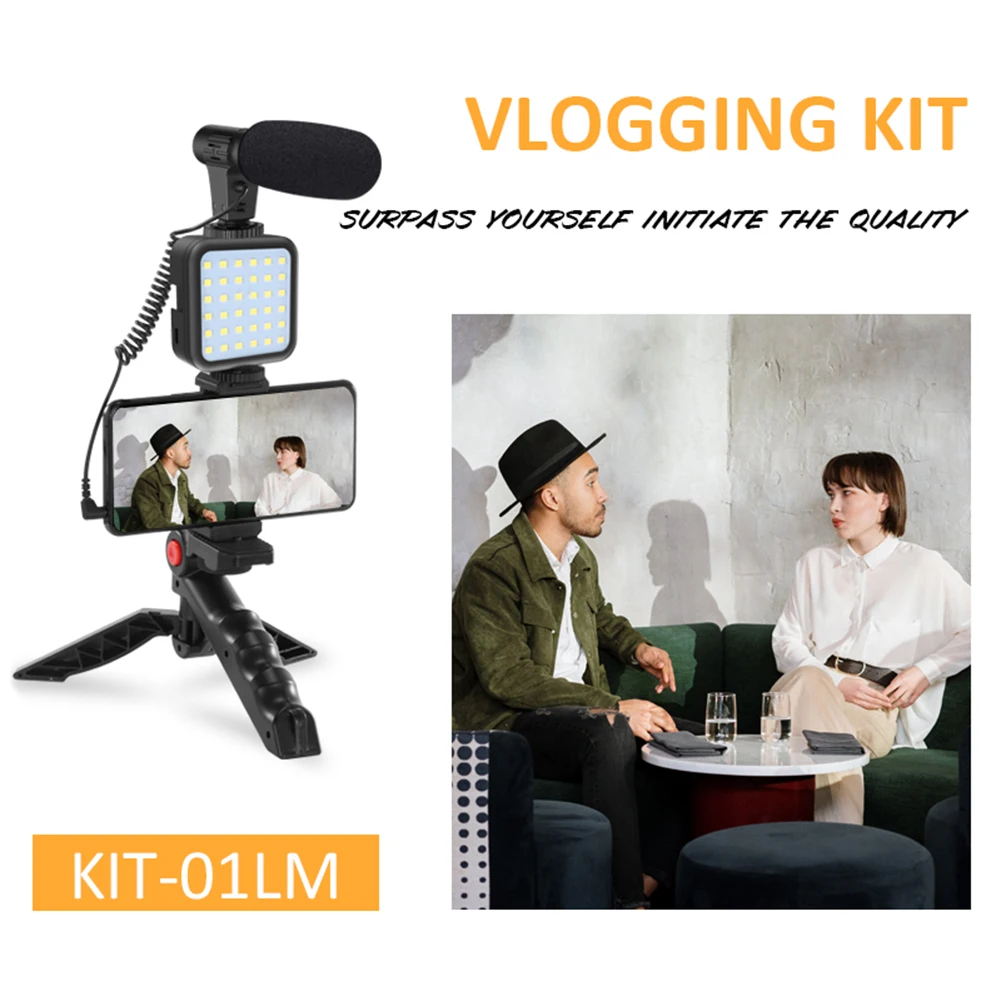 

Tripod Holder for Vlogging Photography Smartphone Video Kit Microphone LED Light Recording Handle Stabilizer Bracket