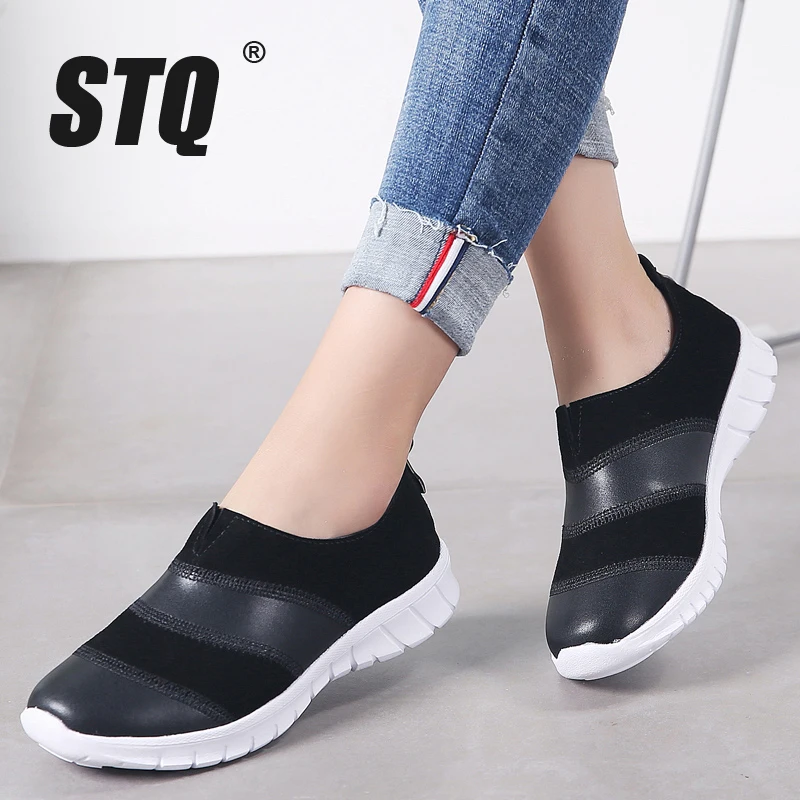 STQ/женские зимние повседневные кроссовки Женские Балетки без застежки замшевые
