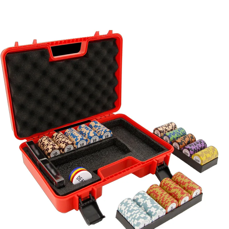 

300PCS Poker Chips Case High Quality PP Casino Monopoly Chips Storage Box Chip Container Protable Mambling House Tokens Suitcase