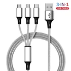 Кабель 3 в 1 Micro USB Type-C мобильный телефон для iPhone 11, XS, X, 8, 7, 6, Android, Samsung, Xiaomi