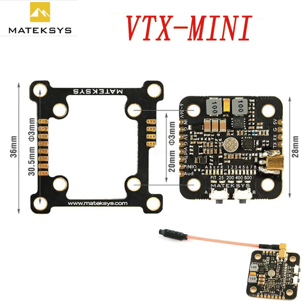 Matek System Mateksys VTX-MINI VTX мини 5,8G 40CH Pit/25/200/400/800 МВт FPV видео передатчик VTX для небольшой гоночный Дрон с видом от первого лица