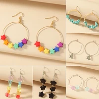2021 ins hot colorful color star pendant drop earrings for women resin butterfly long cute gummy bear earrings party kids gift