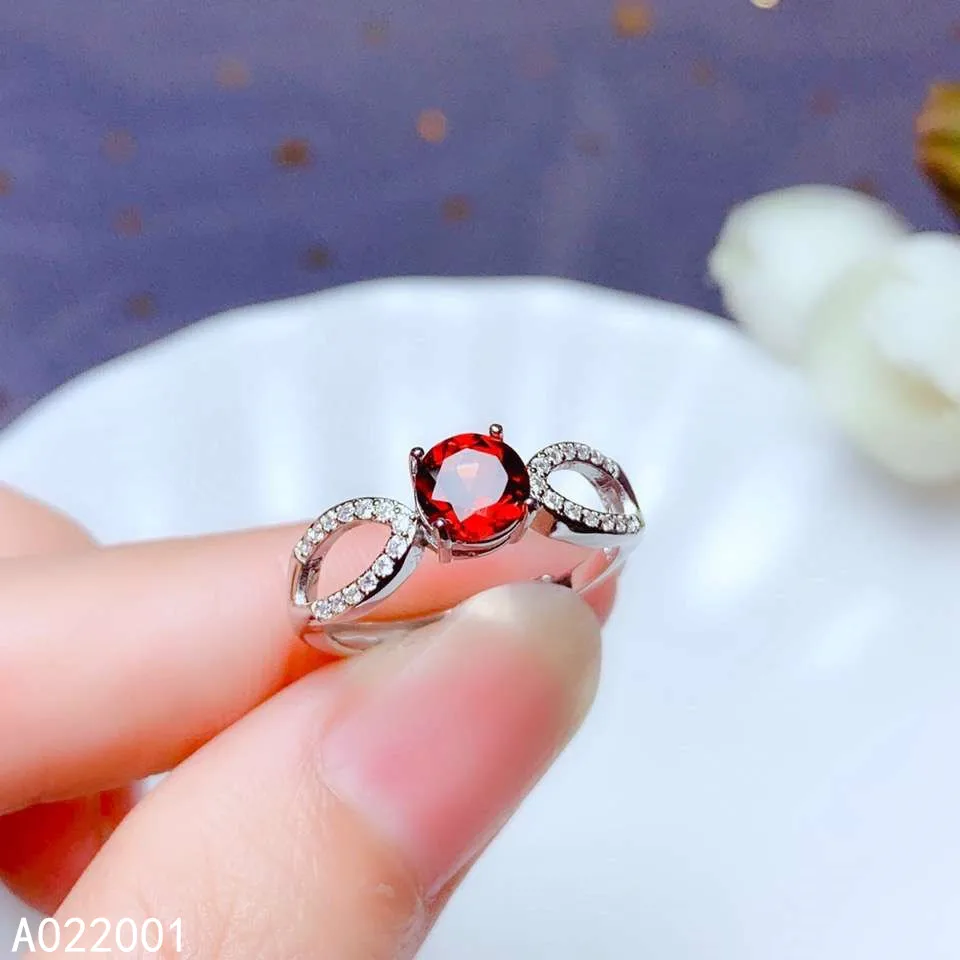 

KJJEAXCMY fine jewelry natural garnet 925 sterling silver adjustable gemstone women ring support test luxury fashion