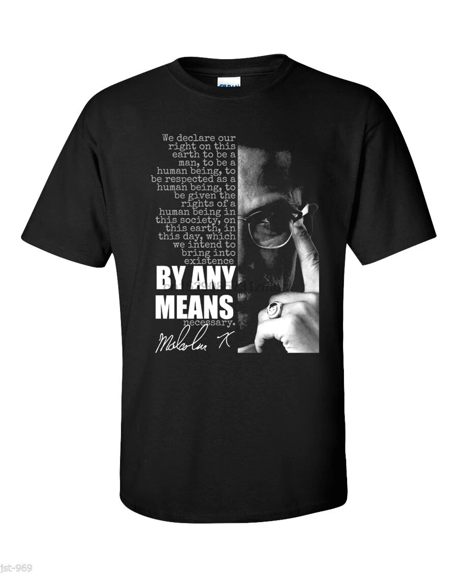 Malcolm X Футболка Черная пантера история любыми способами Цитата Лютер Кинг мужская