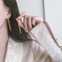amaiyllis 18k gold fashion back hanging chain earrings stud personality figaro chain tassel earring for female bijoux jewelry