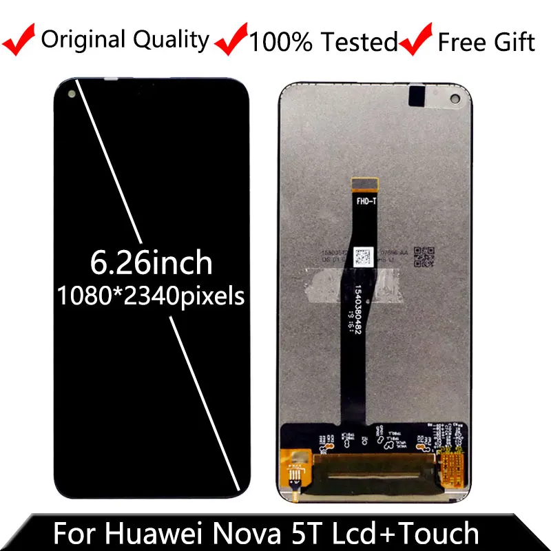 Оригинальный ЖК экран для Huawei Nova 5T с дигитайзером сенсорного экрана 5t L61A L61D L71A