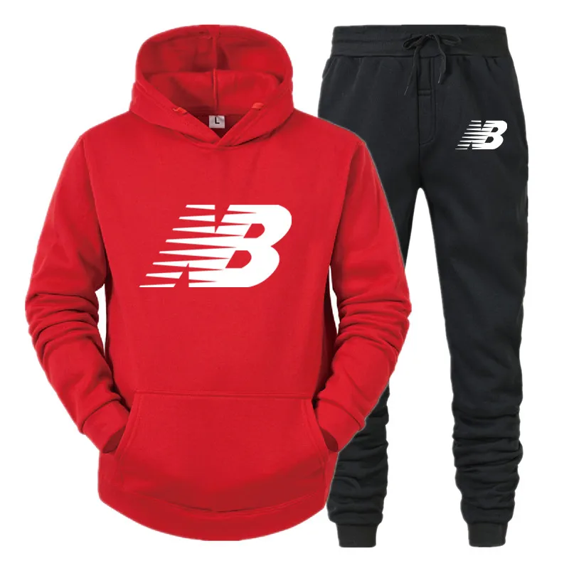 

International classic brand men's spring and autumn new NB letter print Logo Hoodie + pants, loose leisure outdoor jogging suit