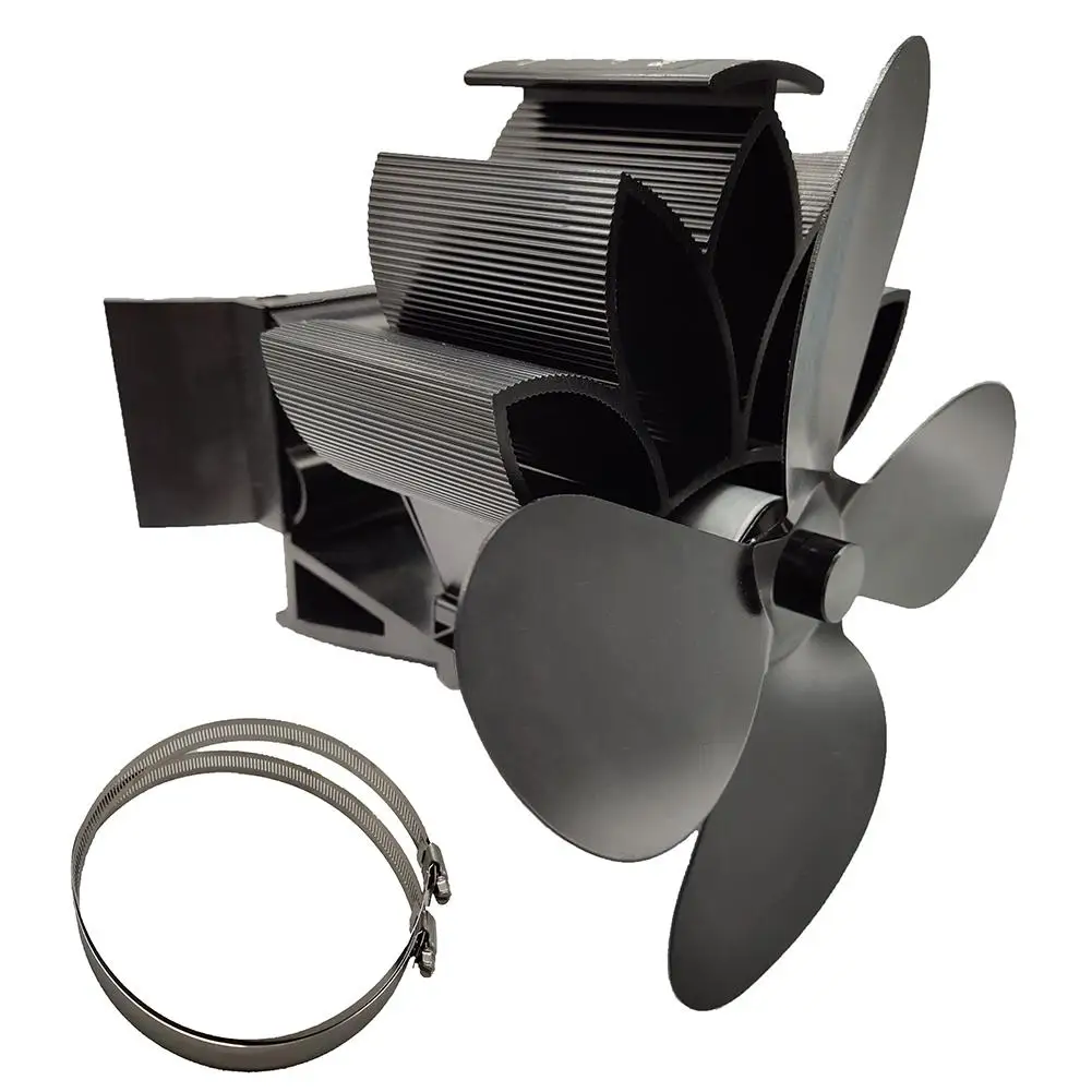 Вентилятор для камина черный с 4 лопастями экологически чистый и тихий домашний