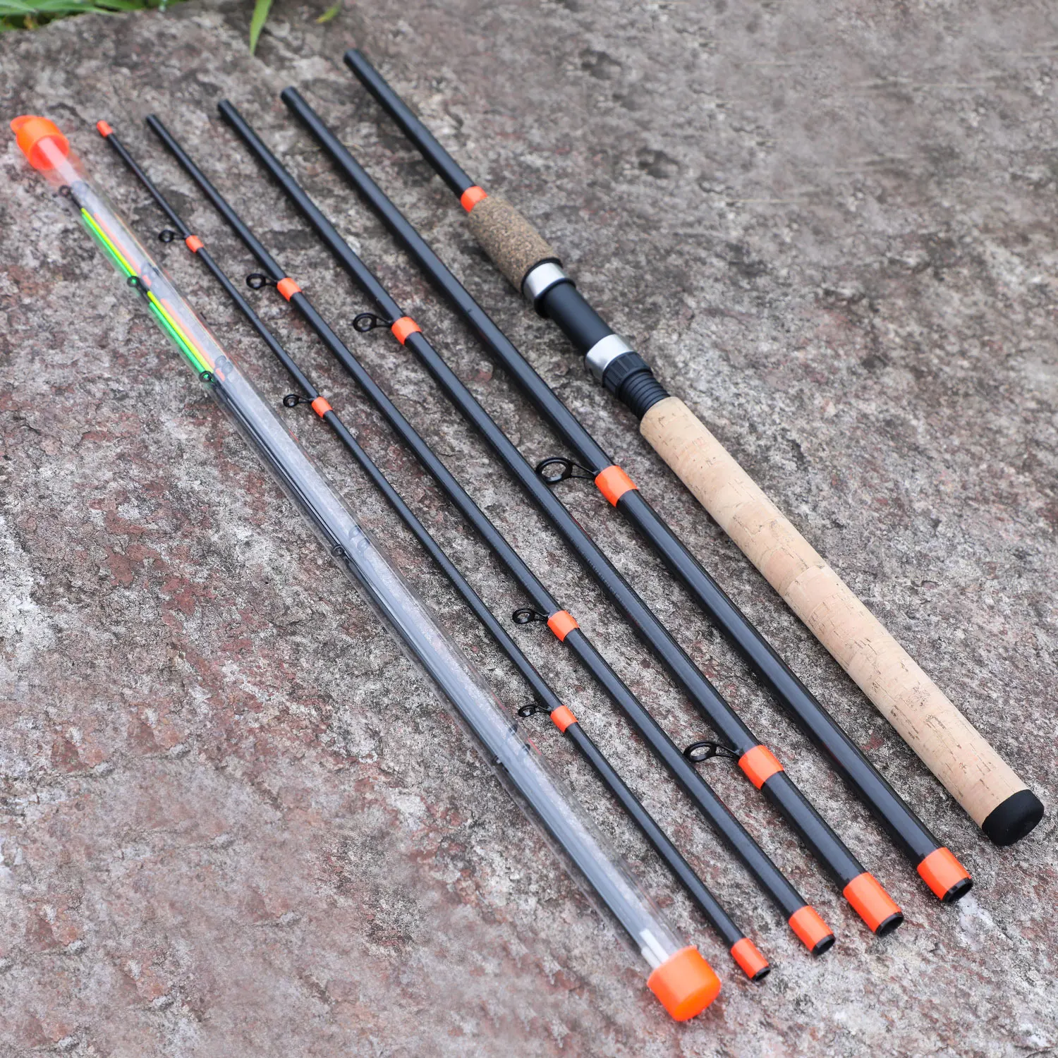 

Sougayilang New Feeder Fishing Rod Lengthened Handle 6 Sections Fishing Rod L M H Power Carbon Fiber Travel Rod Fishing Tackle